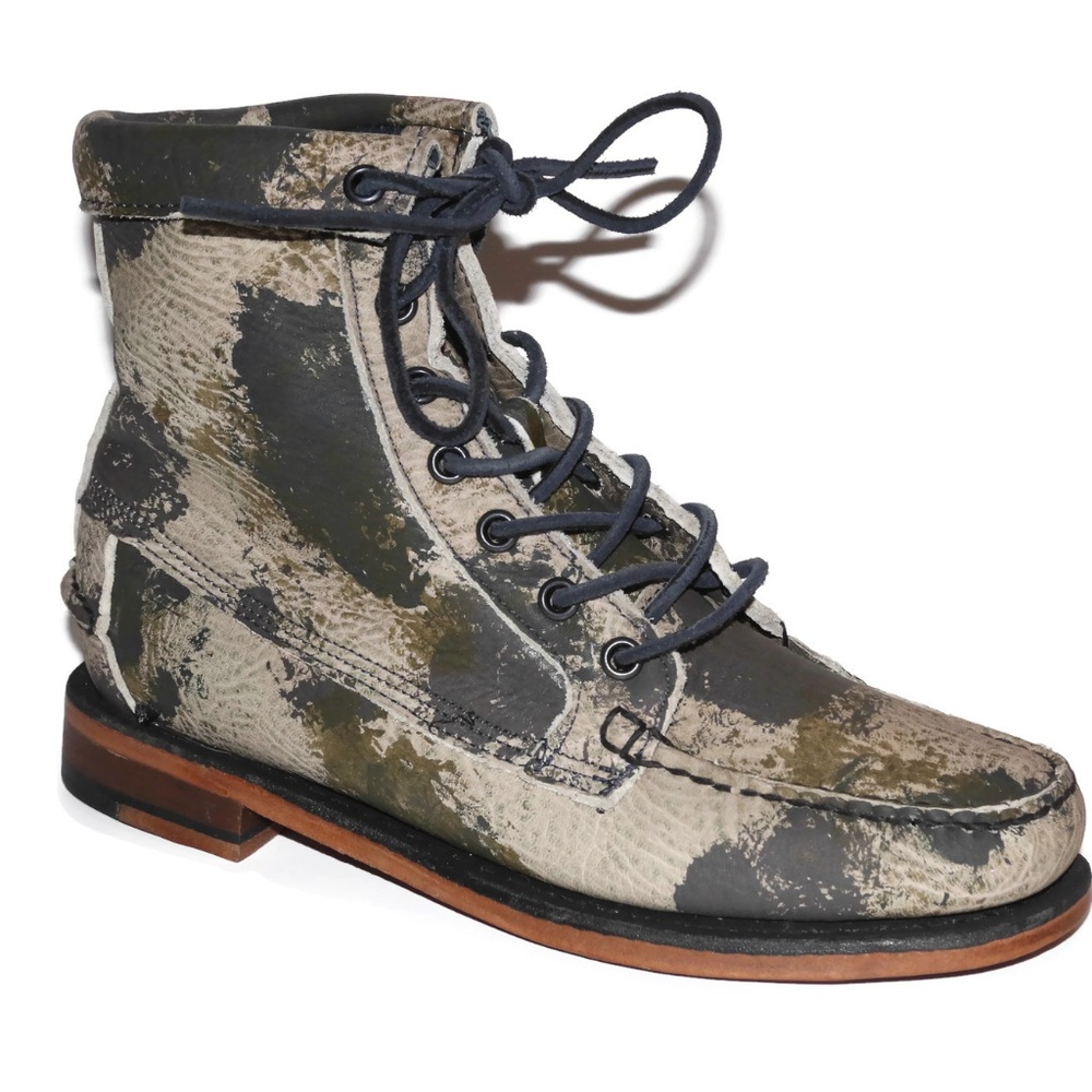 NWOB Sebago Kowloon Boots Sz 7.5 M Camo Leather